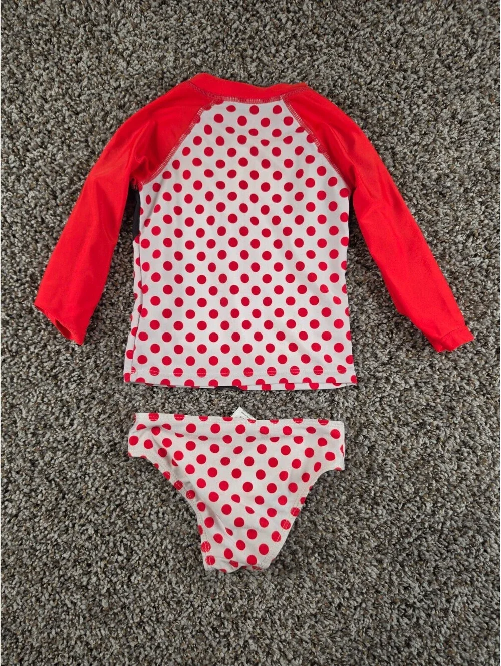 Disney Junior Toddler Girls Sz 2T Swimsuit Tankini Set Red White Polka Dot